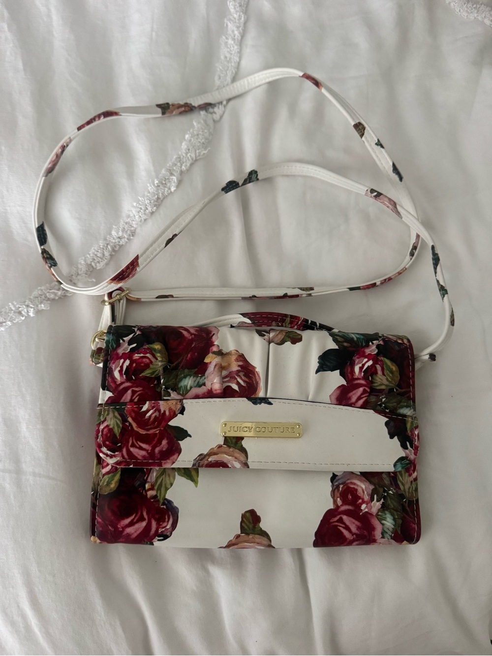 Juicy Couture White Floral Crossbody Bag